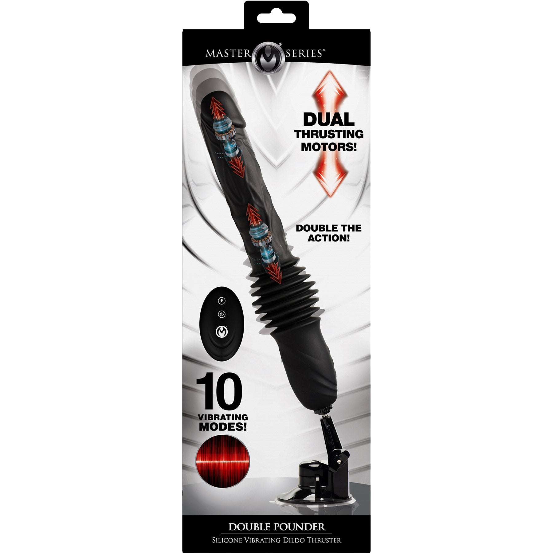 Master Series Double Pounder Silicone Vibrating Thrusting Dildo With Remote