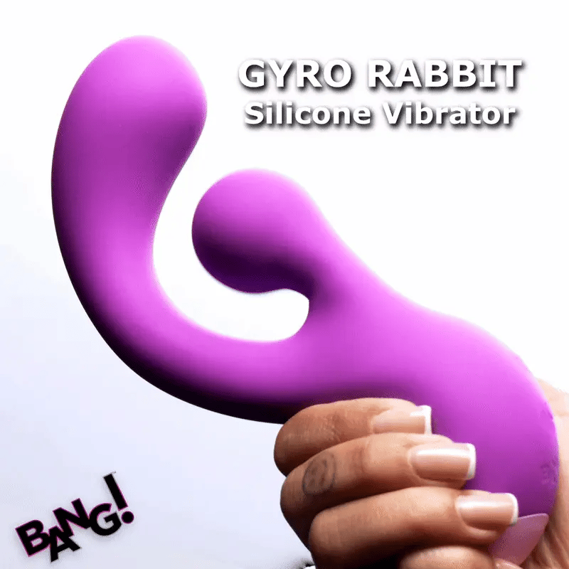 BANG! Gyro Rabbit Rechargeable Silicone Dual Stimulation Vibrator - In Motion