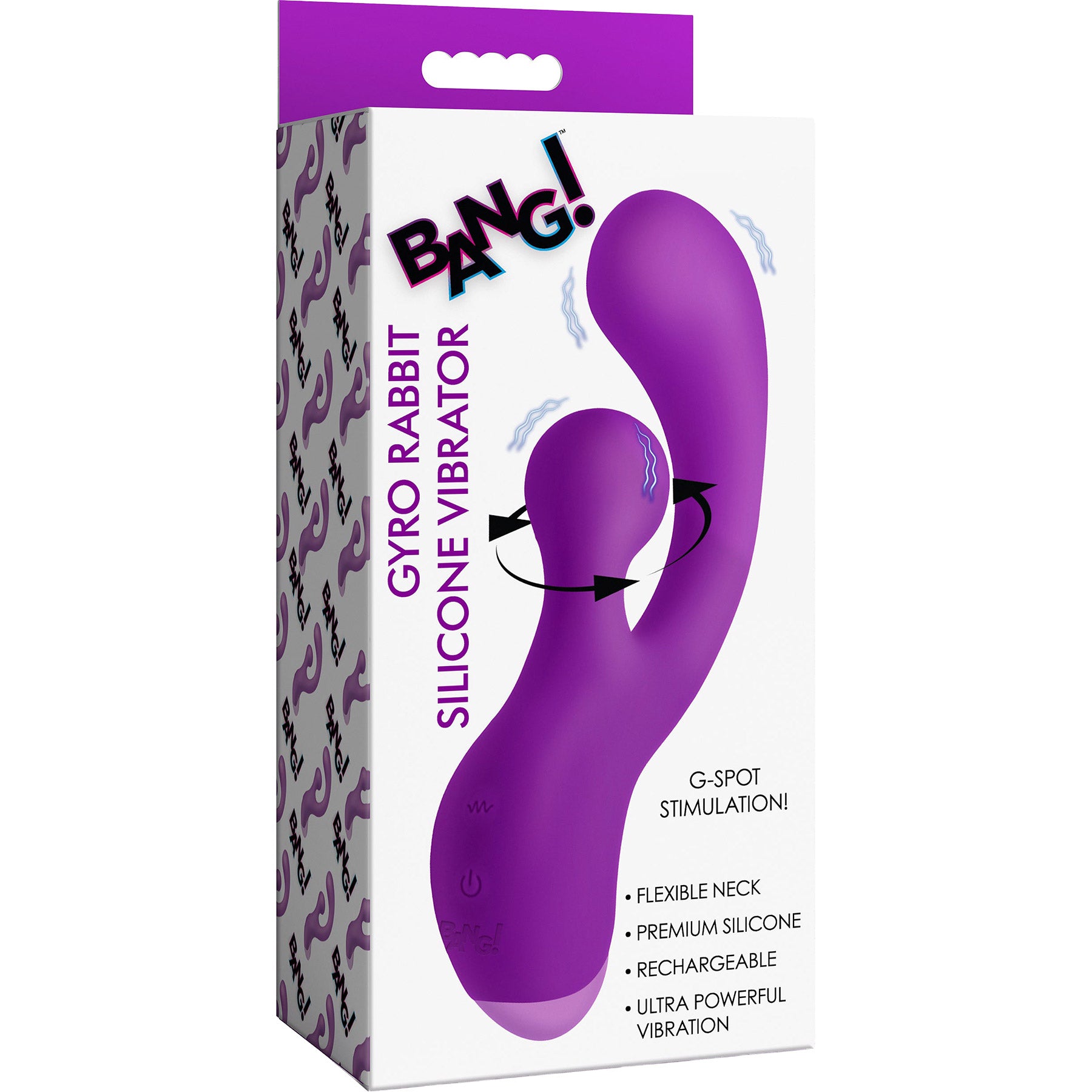 BANG! Gyro Rabbit Rechargeable Silicone Dual Stimulation Vibrator - Purple