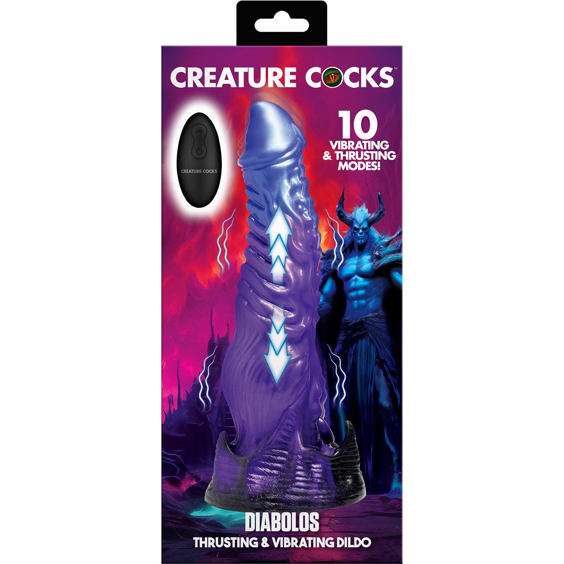 Diabolos 9" Thrusting & Vibrating Silicone Suction Cup Dildo With Remote By Creature Cocks