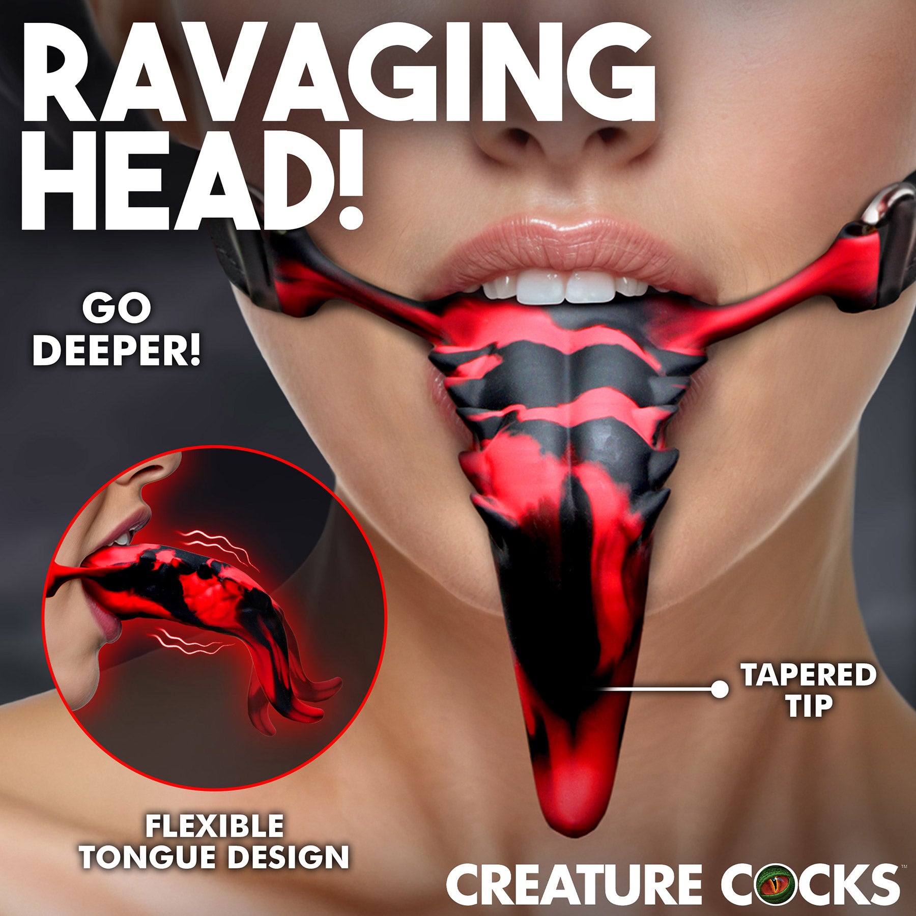 Demon's Lick Vibrating Oral Enhancer With Harness By Creature Cocks