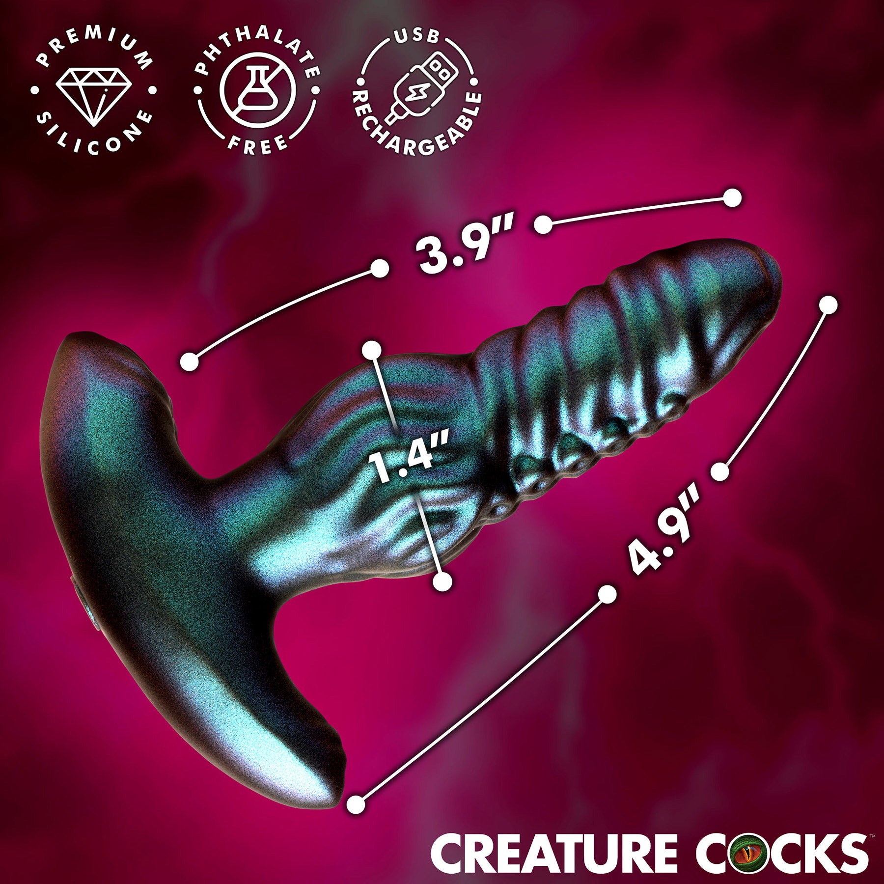 Octo-Squirm Vibrating & Squirming Silicone Anal Plug With Remote By Creature Cocks