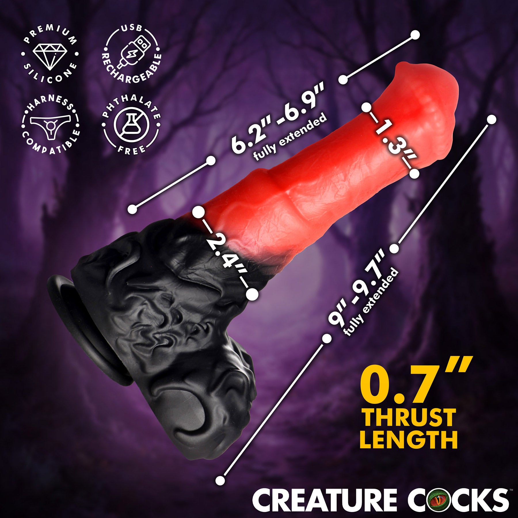 Ultimate Centaur Thrusting & Vibrating Silicone Dildo With Remote By Creature Cocks