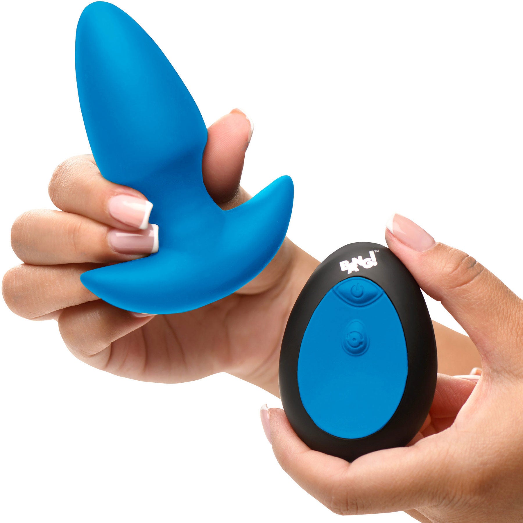 BANG! Thrusting & Vibrating Rechargeable Silicone Butt Plug - Blue