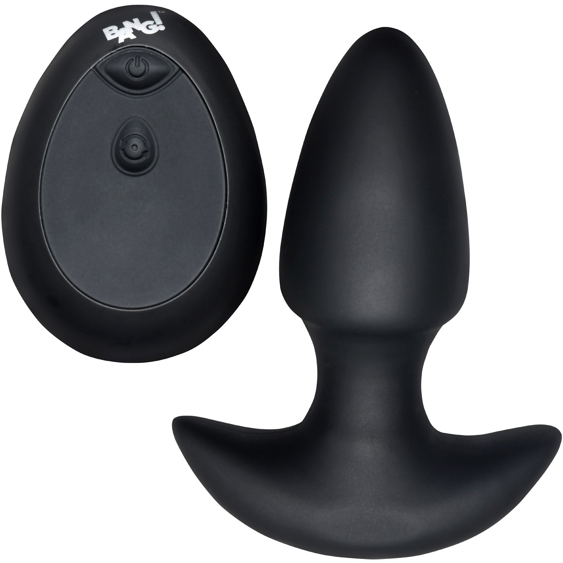 BANG! Thrusting & Vibrating Rechargeable Silicone Butt Plug - Black
