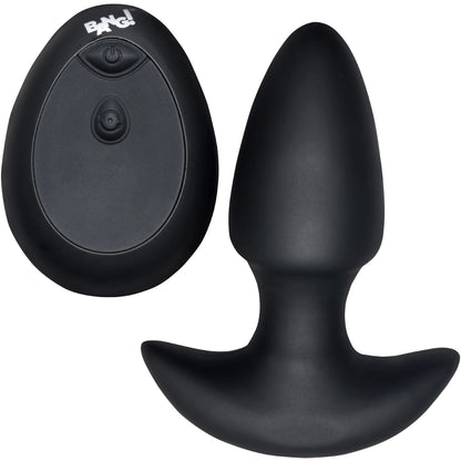 BANG! Thrusting & Vibrating Rechargeable Silicone Butt Plug - Black