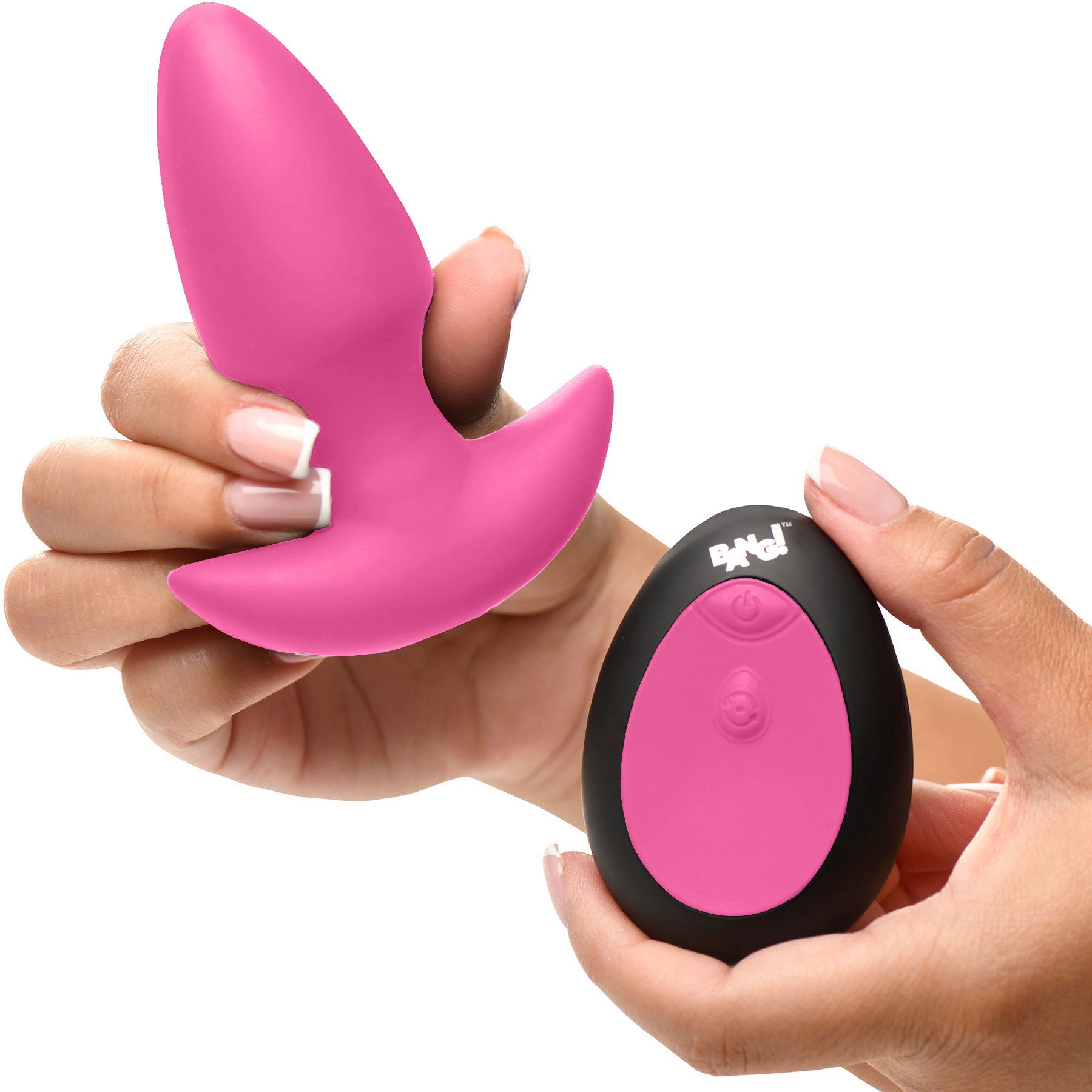 BANG! Thrusting & Vibrating Rechargeable Silicone Butt Plug - Pink