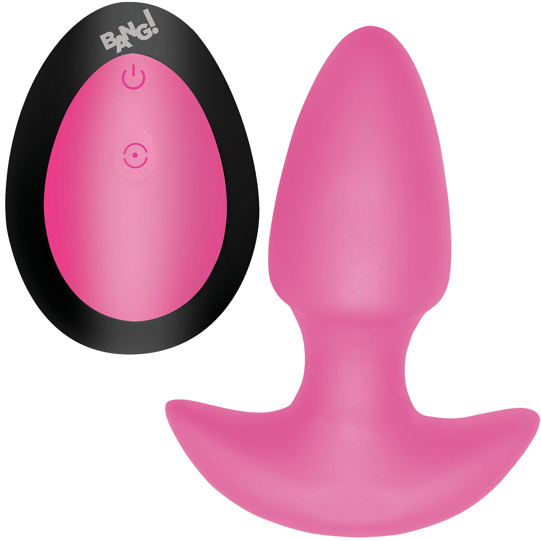 BANG! Thrusting & Vibrating Rechargeable Silicone Butt Plug - Pink