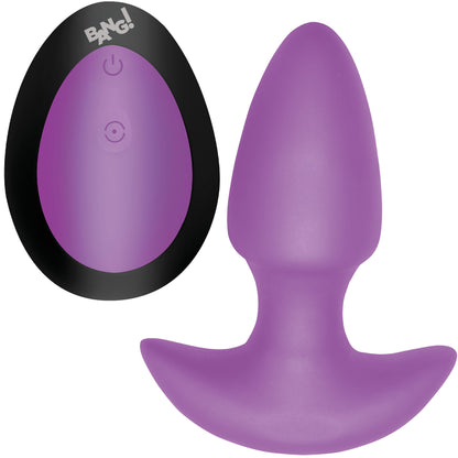 BANG! Thrusting & Vibrating Rechargeable Silicone Butt Plug - Purple