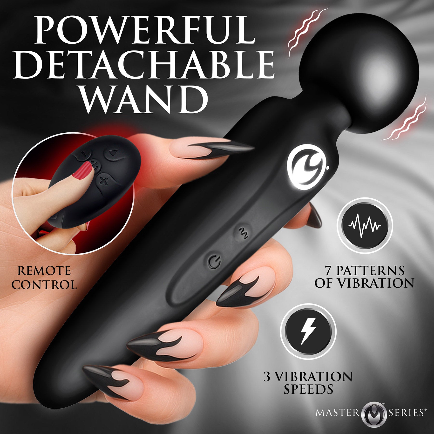 Master Series Thunderstick Thigh Strap Vibrating Wand With Harness & Remote