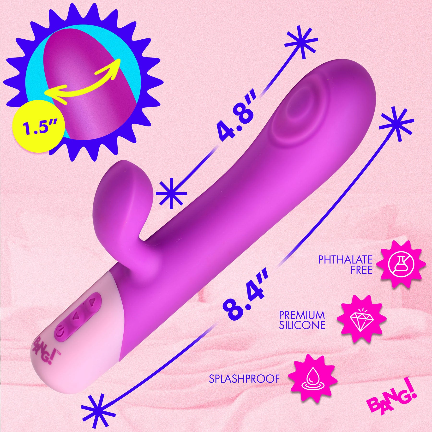 Bang! Clit Tapping Pulsing Rechargeable Rabbit Vibrator