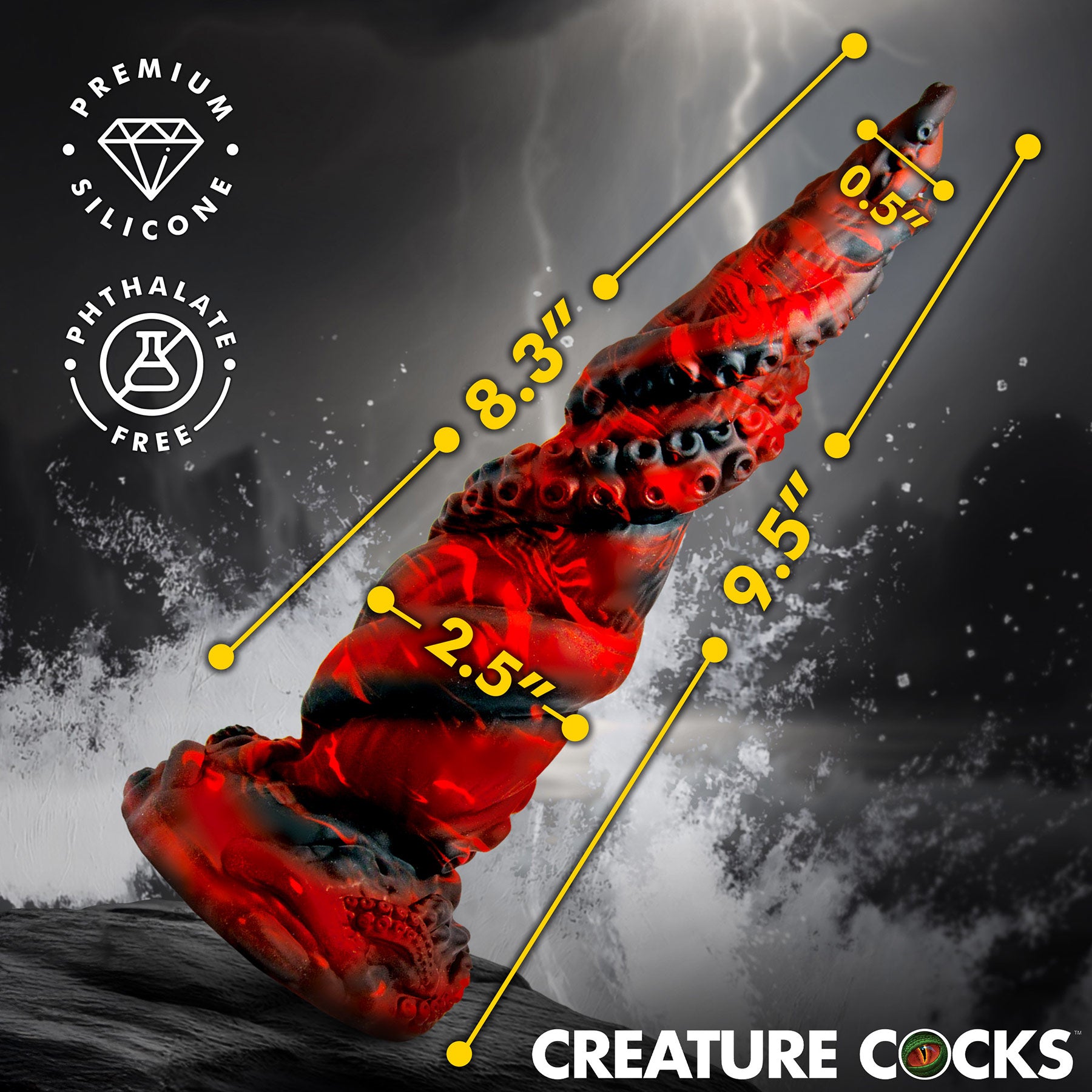 Kraken Spawn Tentacle 9.5" Silicone Suction Cup Dildo By Creature Cocks