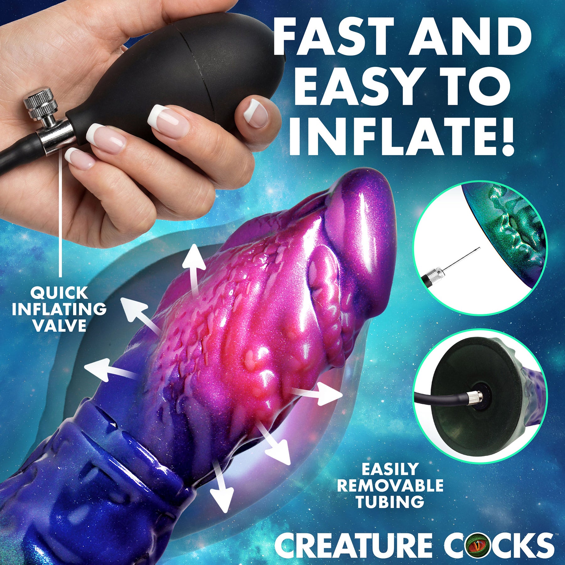 Gorge 8" Inflatable Silicone Dildo By Creature Cocks
