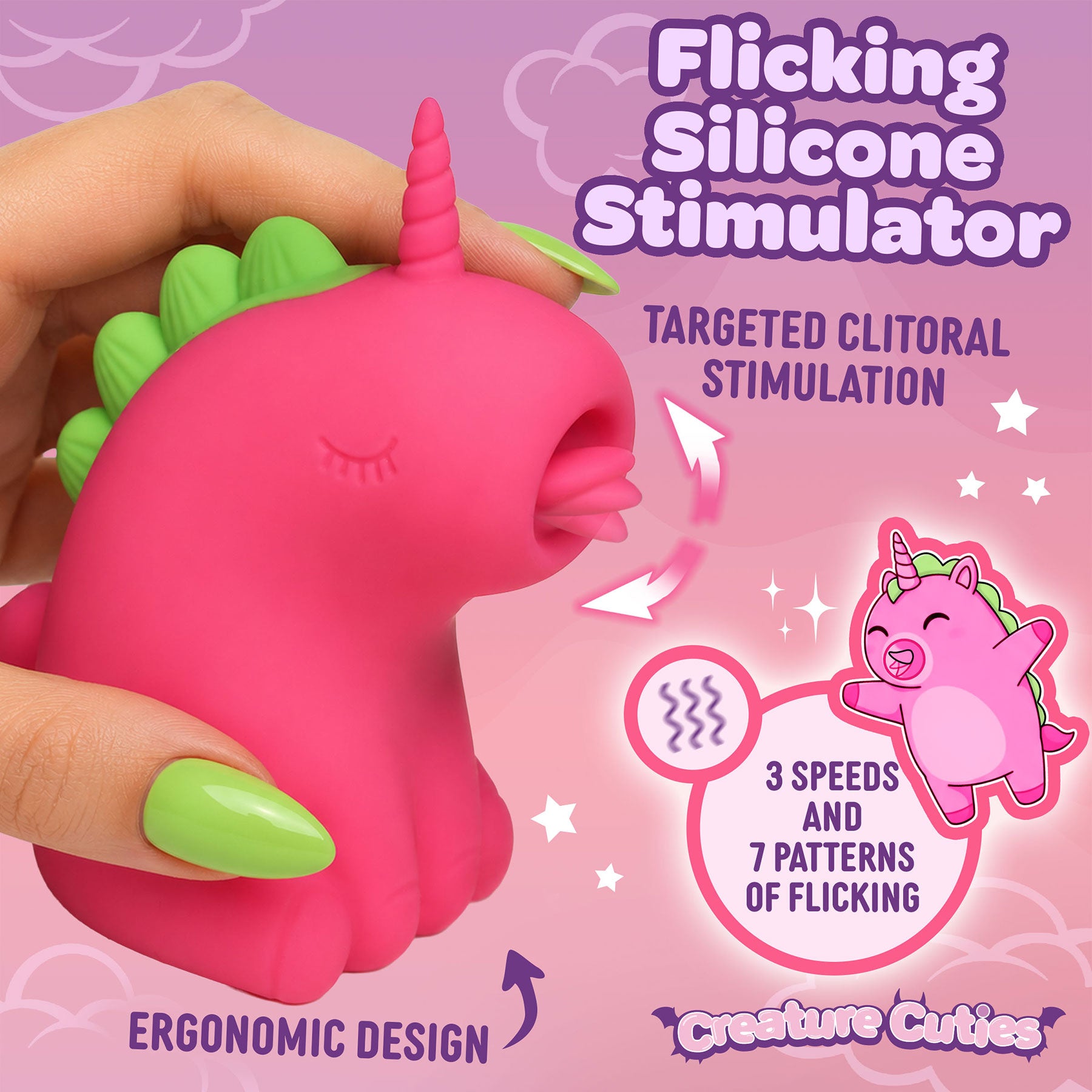 Creature Cuties Flickyhorn Flicking Rechargeable Silicone Stimulator