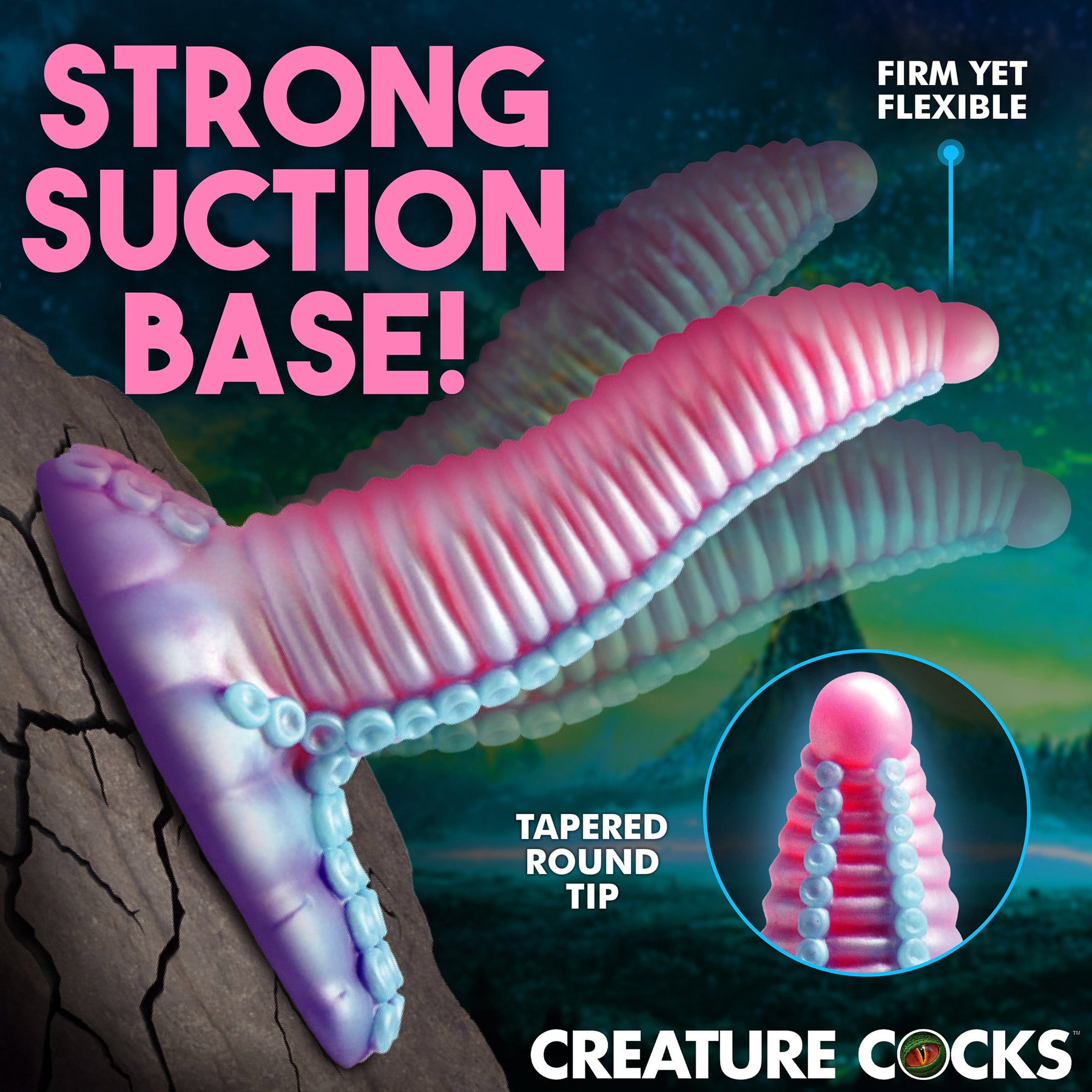 Mega-Tenta 8" Vibrating Silicone Suction Cup Dildo With Remote By Creature Cocks
