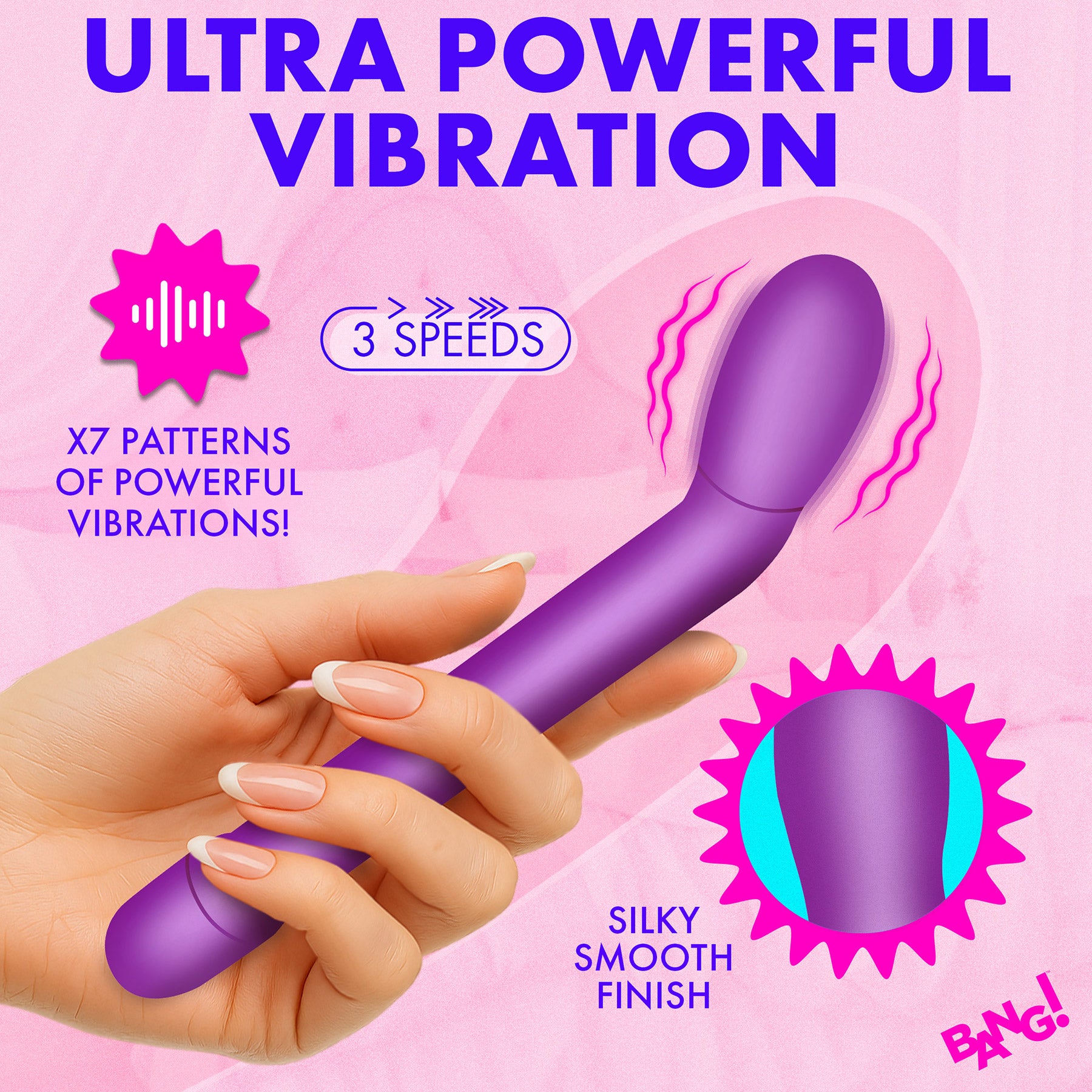 BANG! Slim G-Spot Rechargeable Silicone Vibrator - Purple