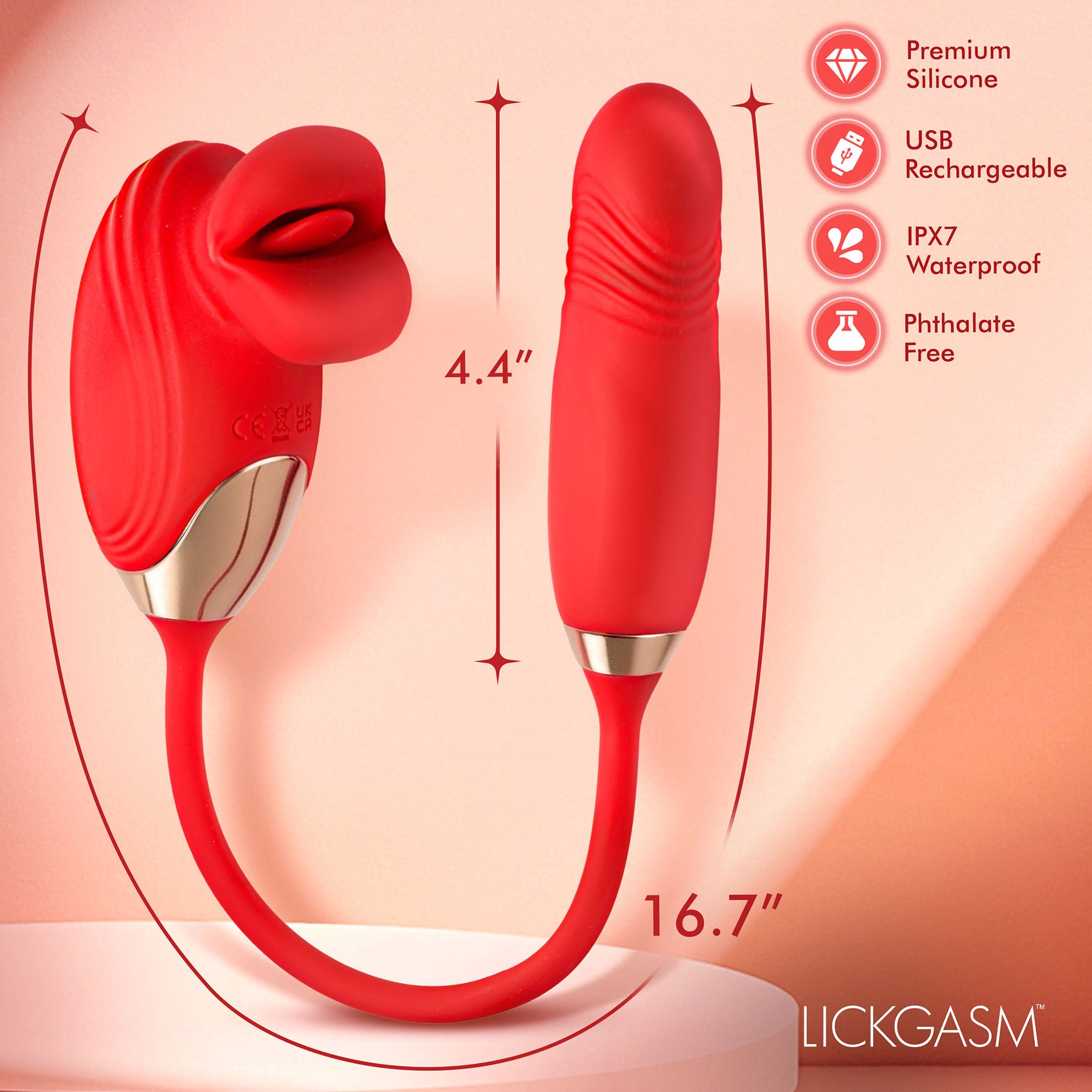 Lickgasm Bliss Kiss Rechargeable Kissing Clitoral Stimulator with Thrusting Vibrator