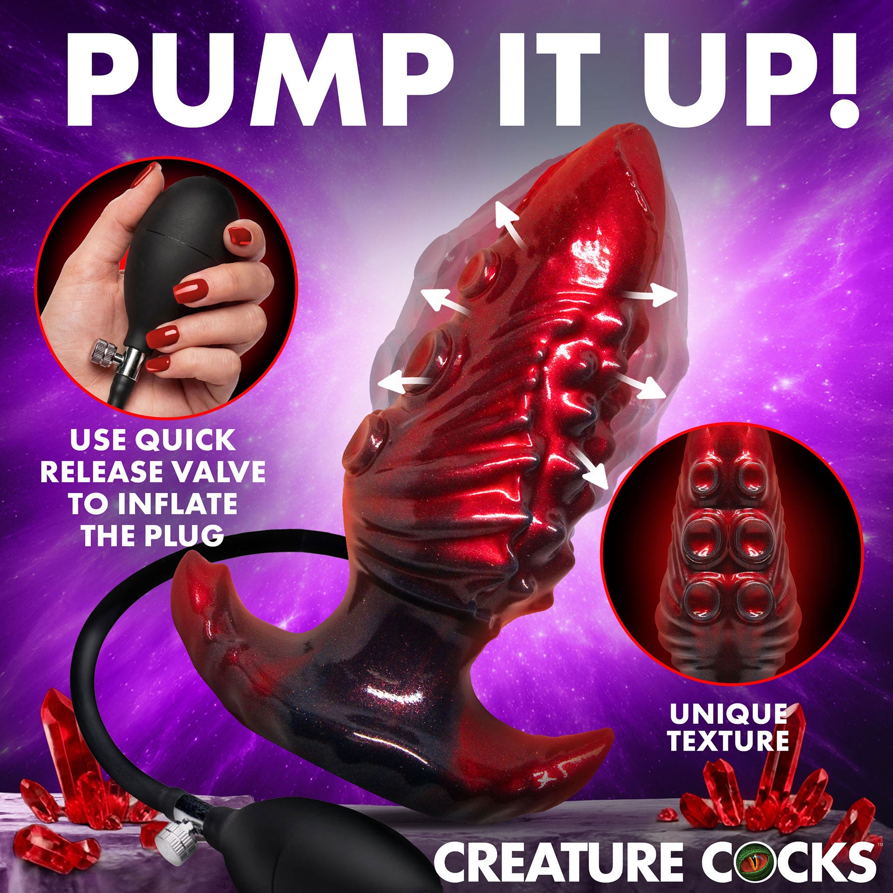 Asstopus Tentacle Inflatable Silicone Anal Plug By Creature Cocks - Large