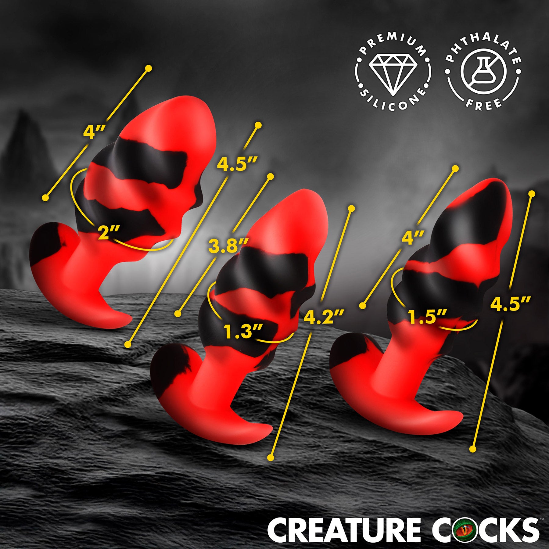 Dragon Trainer Silicone Butt Plug Set By Creature Cocks - 3 Piece Set Dragon Trainer Silicone Butt Plug Set By Creature Cocks - 3 Piece Set