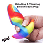 BANG! Rainbow Rechargeable Rotating & Vibrating Silicone Butt Plug With Remote