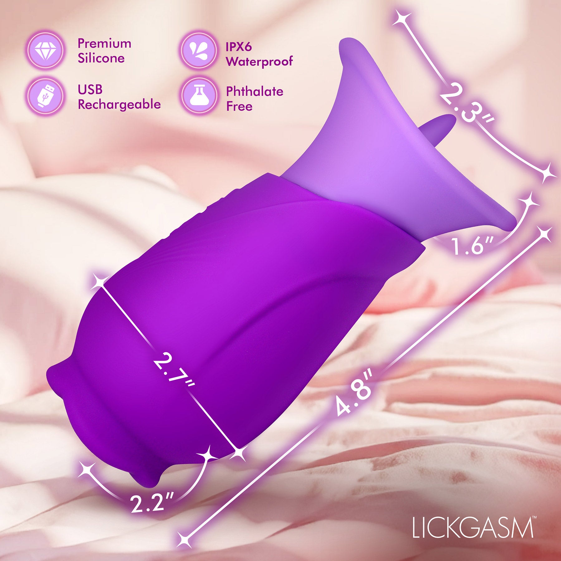 Lickgasm Licking Violet - Sucking Licking Rechargeable Silicone Vibrator
