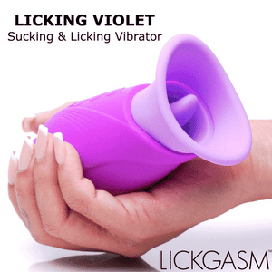 Lickgasm Licking Violet - Sucking Licking Rechargeable Silicone Vibrator - In Motion