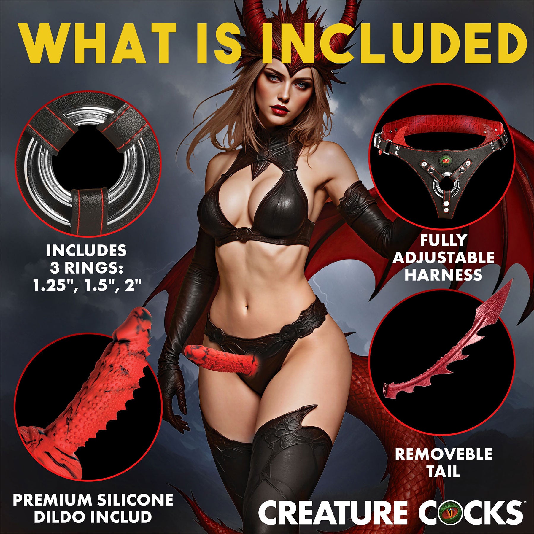 Drakona Dragon Tail Strap-On Harness with Dildo By Creature Cocks