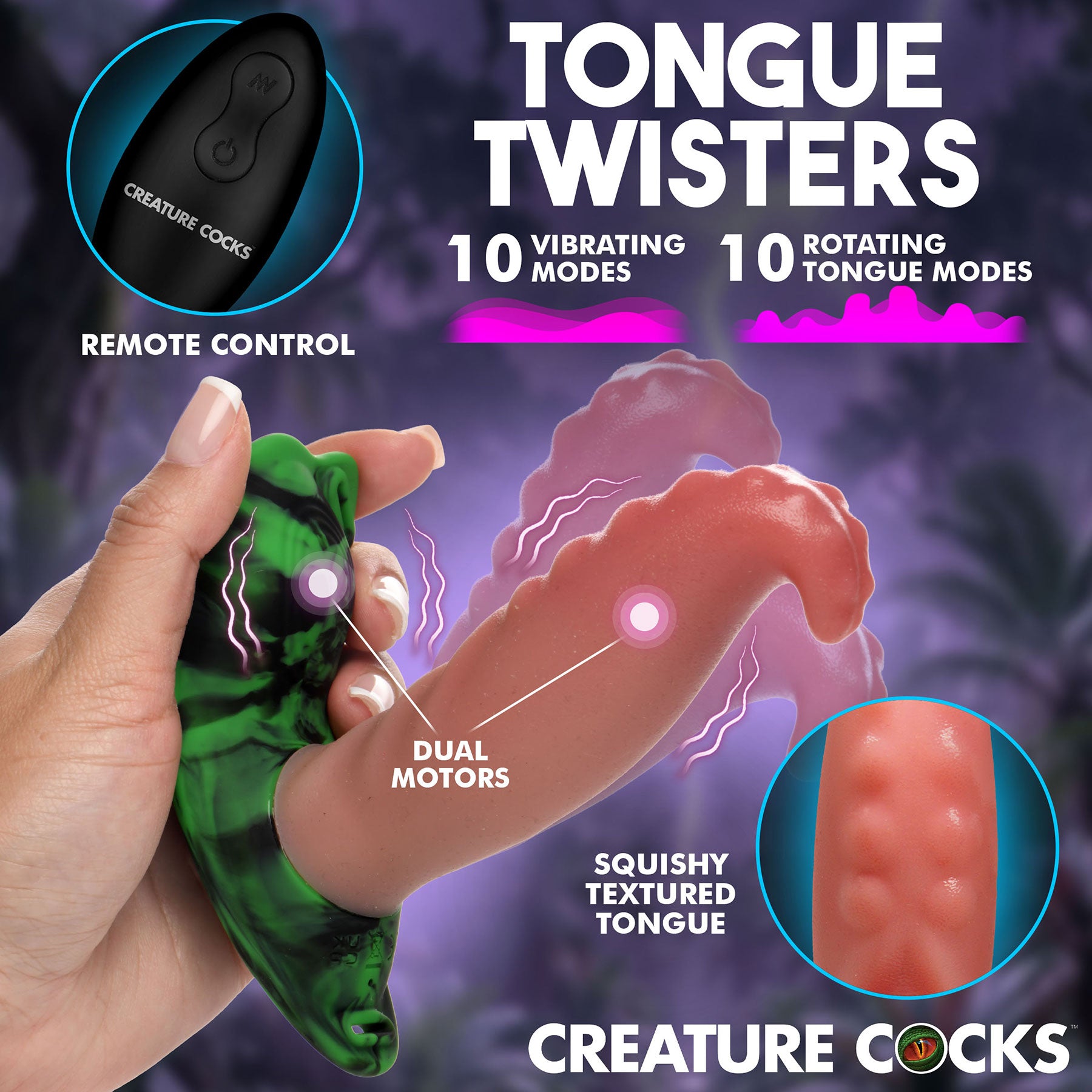Tongue Twister Panty Vibe Tongue Harness with Remote By Creature Cocks