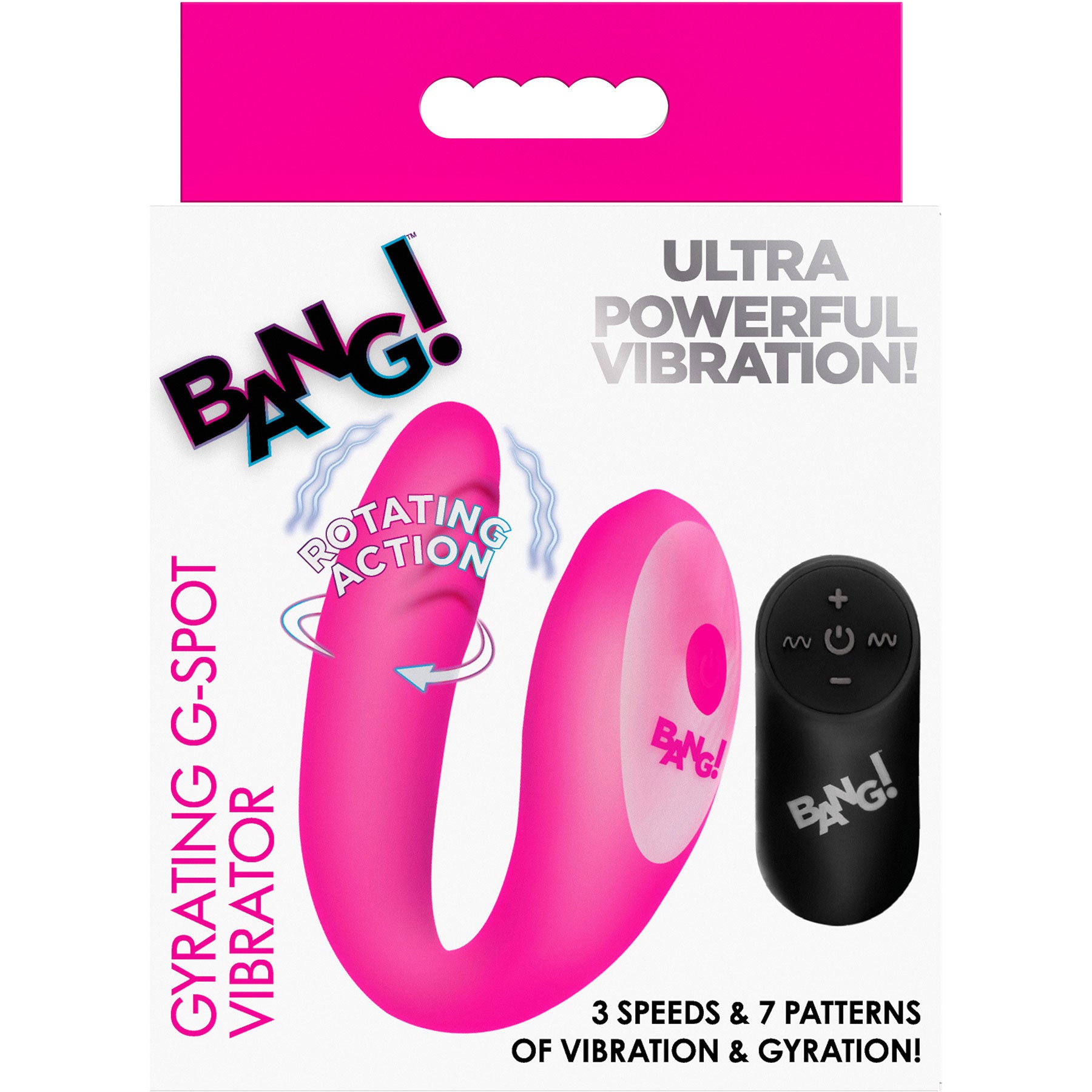 BANG! Gyrating G-Spot Rechargeable Silicone Dual Stimulation Vibrator With Remote - Pink