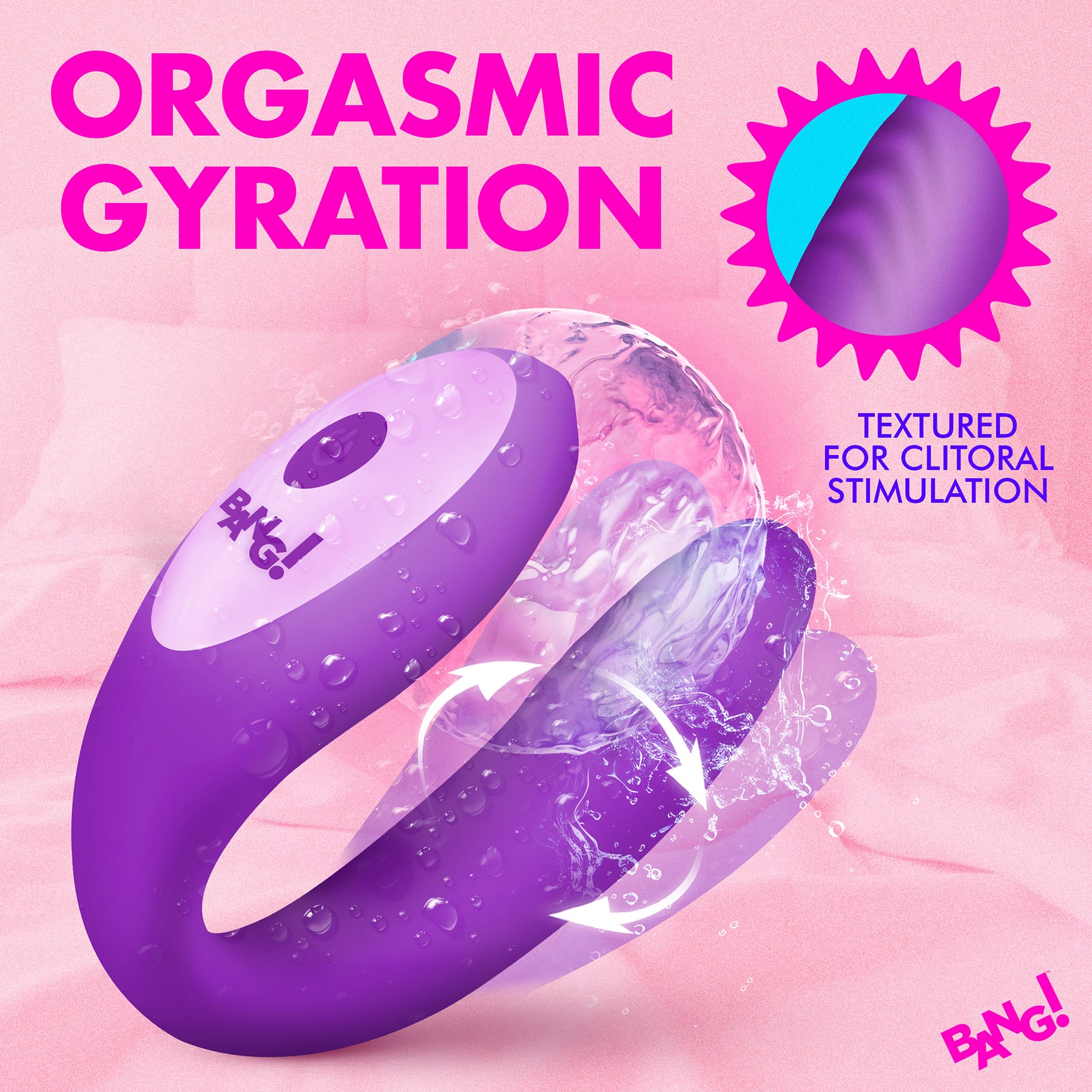 BANG! Gyrating G-Spot Rechargeable Silicone Dual Stimulation Vibrator With Remote - Purple