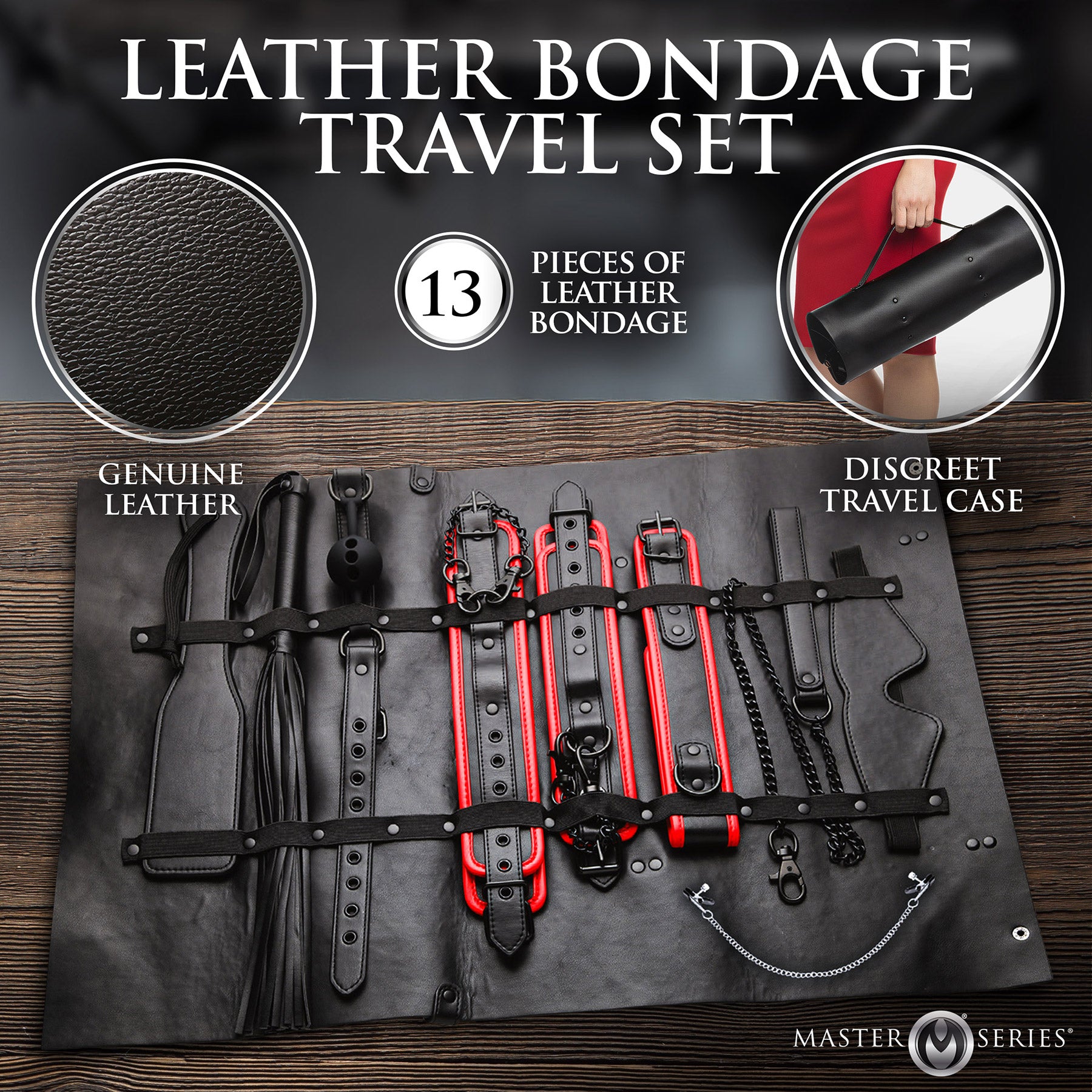 Master Series Scarlet Seduction 14 Piece Bondage Travel Set