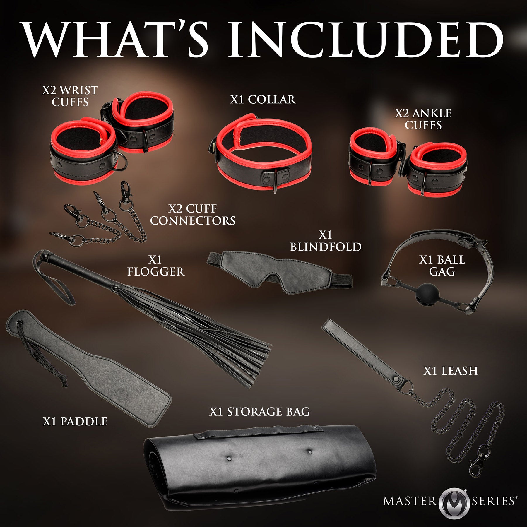 Master Series Scarlet Seduction 14 Piece Bondage Travel Set