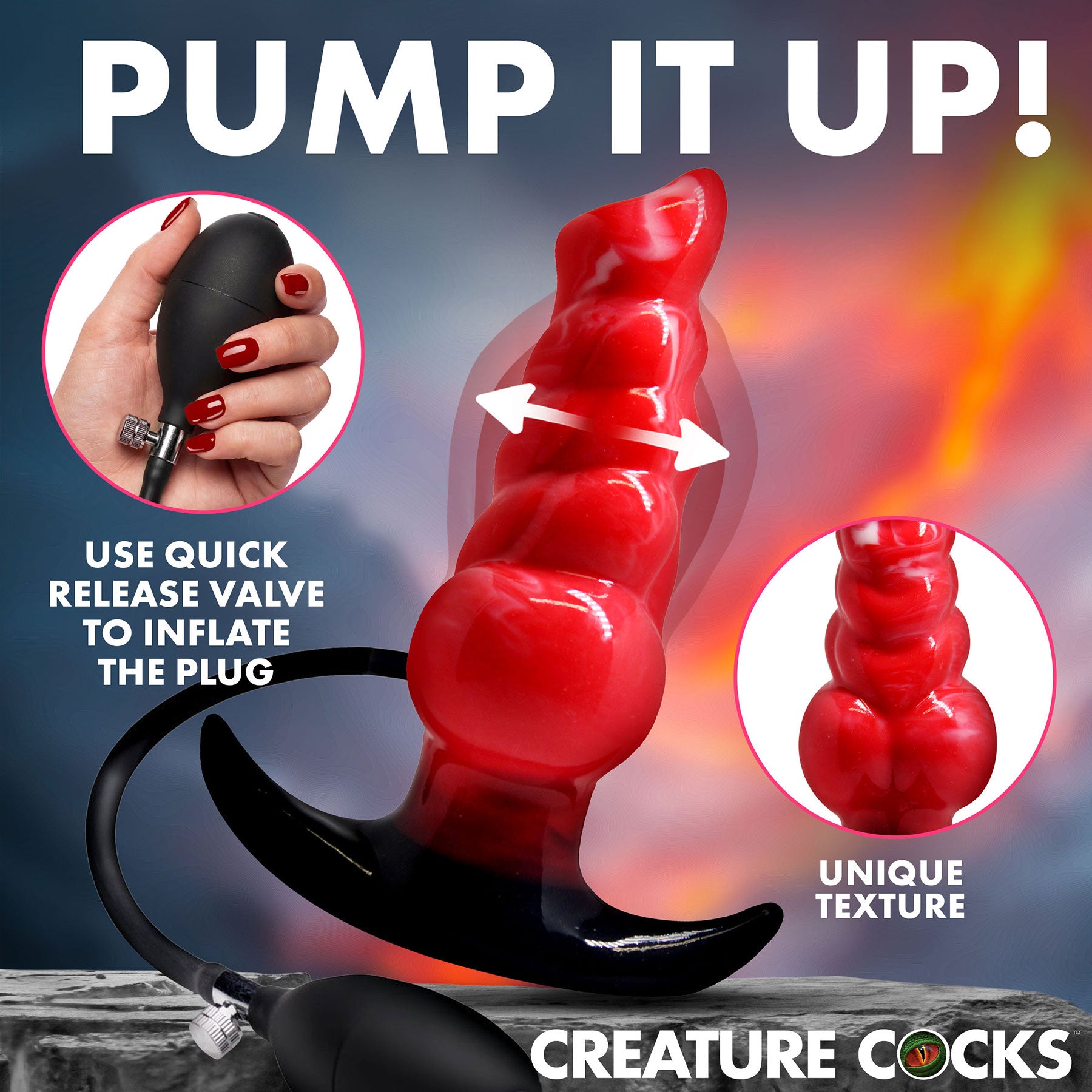 Blaze Inflatable Silicone Anal Plug By Creature Cocks