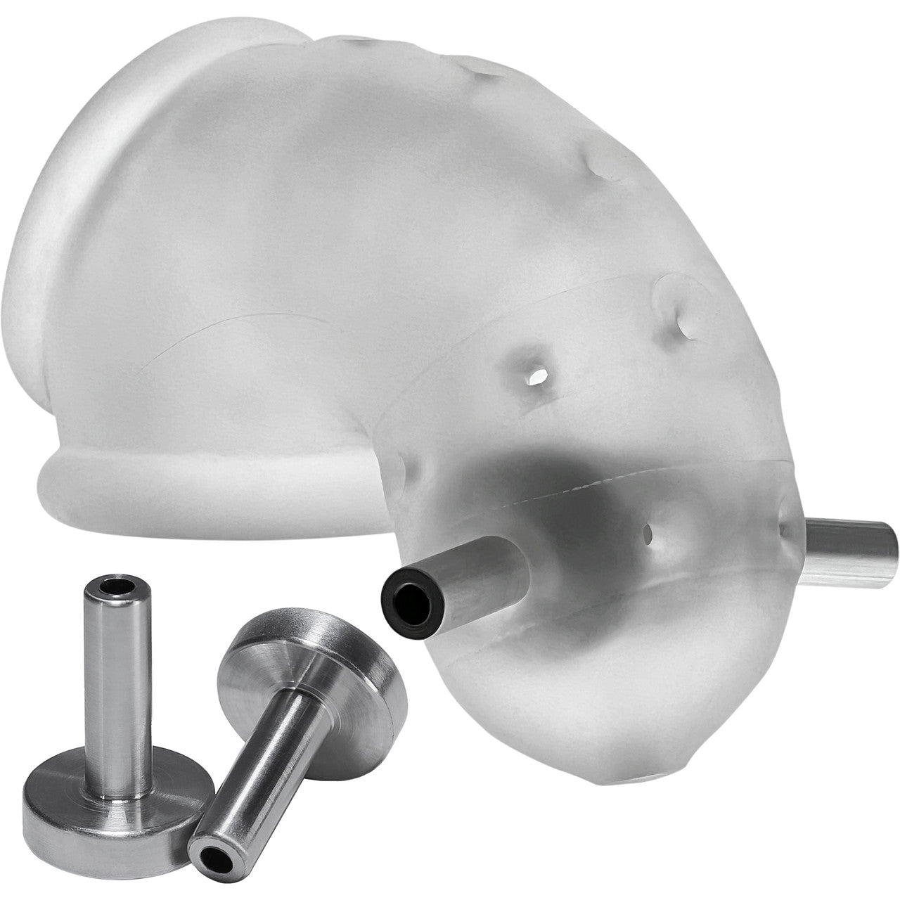 Oxballs Airlock Electro Chastity Cage With Two 4MM Electro Contacts - Clear Ice