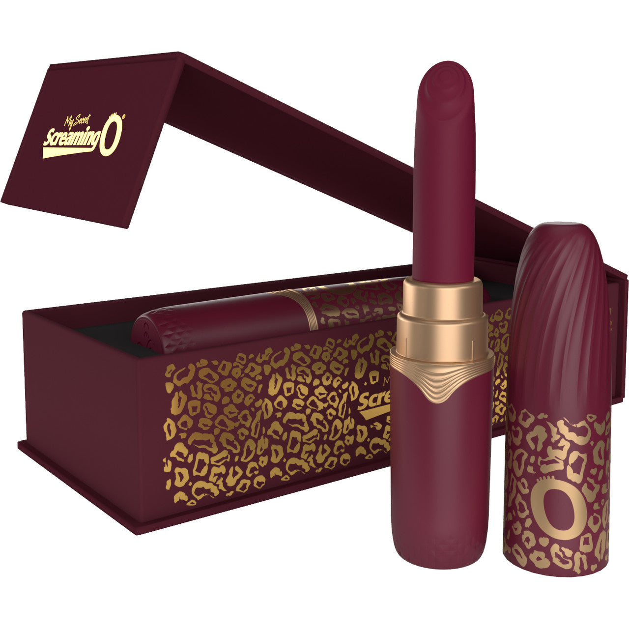 My Secret Premium Rechargeable Waterproof Vibrating Lipstick With 4 Tips By Screaming O - Merlot