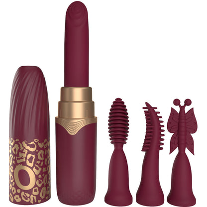 My Secret Premium Rechargeable Waterproof Vibrating Lipstick With 4 Tips By Screaming O - Merlot