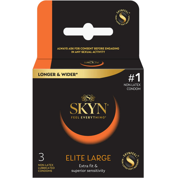non lubricated large condoms Save on Skyn King Elite Large + Extra Glide Lubricated Non-Latex Condoms  Order Online Delivery main image 1