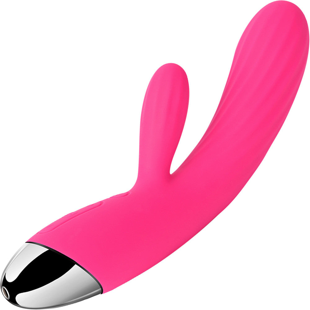 SVAKOM Angel Rechargeable Silicone Warming Dual Stimulation Vibrator - Pink