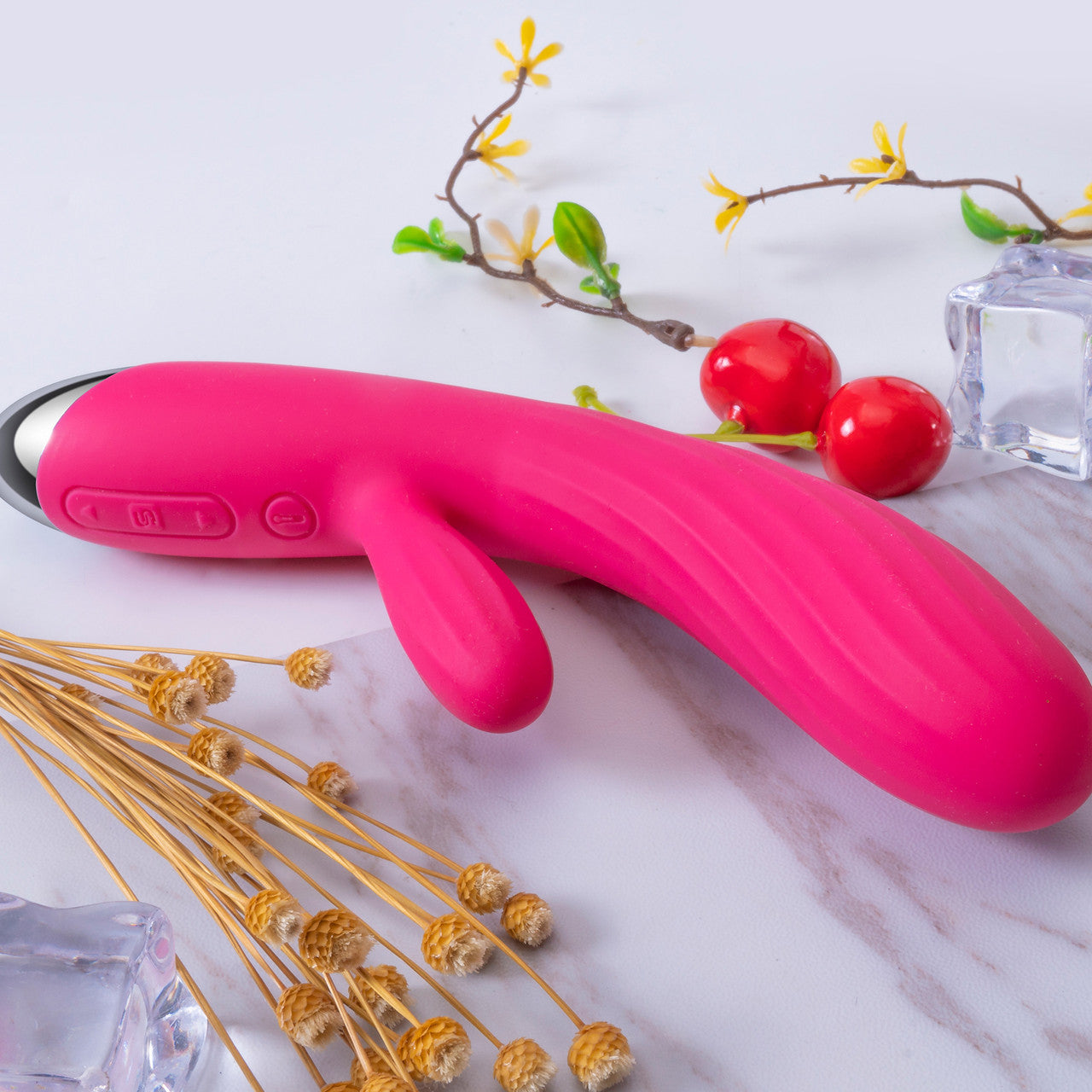 SVAKOM Angel Rechargeable Silicone Warming Dual Stimulation Vibrator - Pink