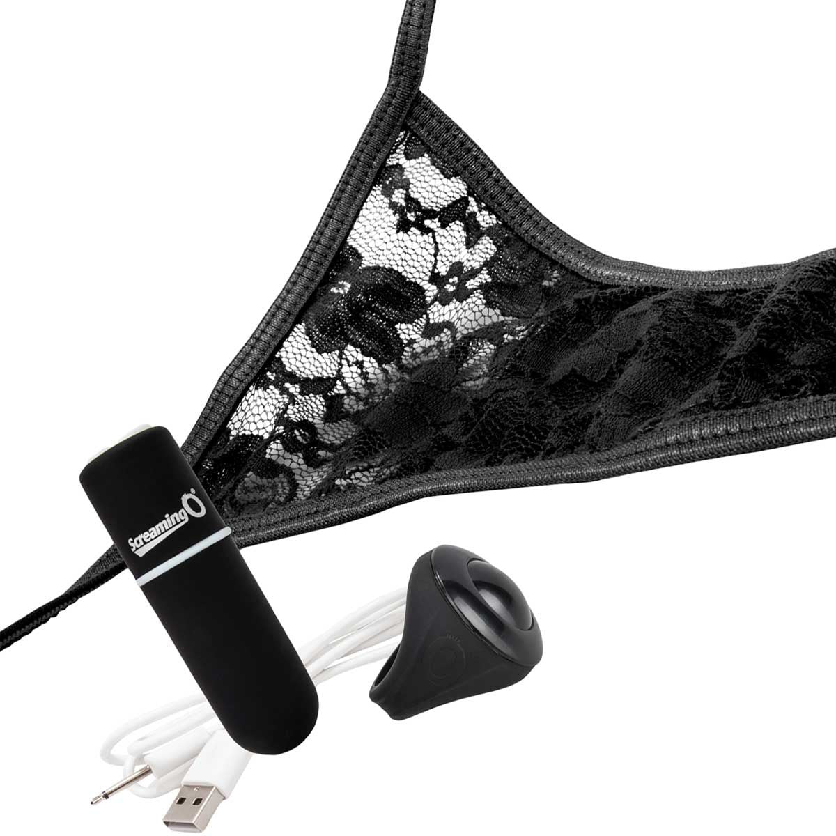 Charged My Secret Rechargeable 10 Function Remote Control Panty Vibe By Screaming O - Black 