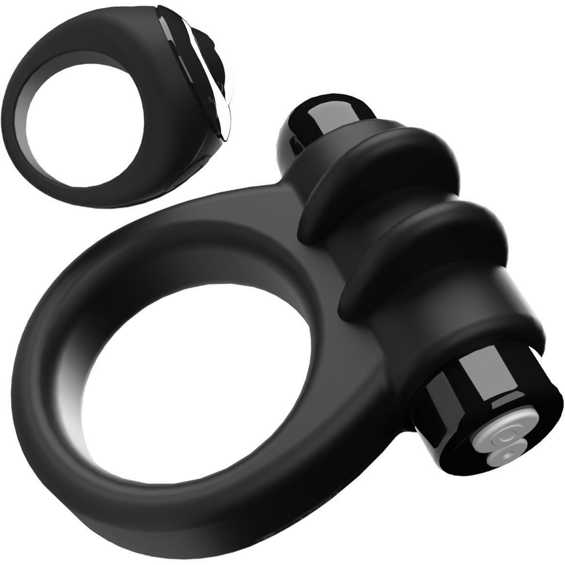 Switch Rechargeable Vibrating Silicone Cock Ring With Remote Control Ring By Screaming O - Black