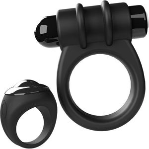 Switch Rechargeable Vibrating Silicone Cock Ring With Remote Control Ring By Screaming O - Black