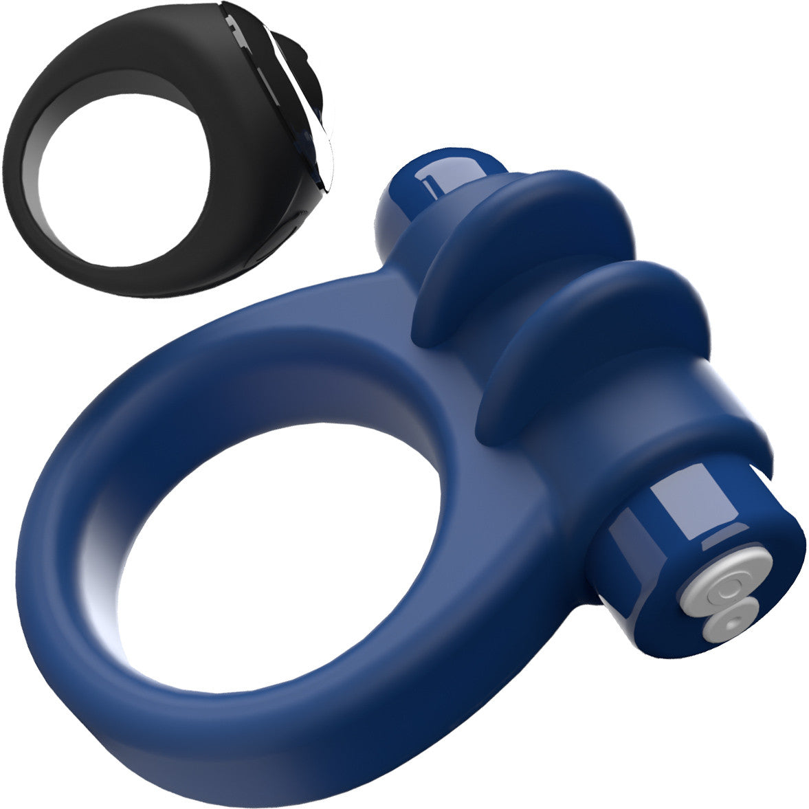 Switch Rechargeable Vibrating Silicone Cock Ring With Remote Control Ring By Screaming O - Blue