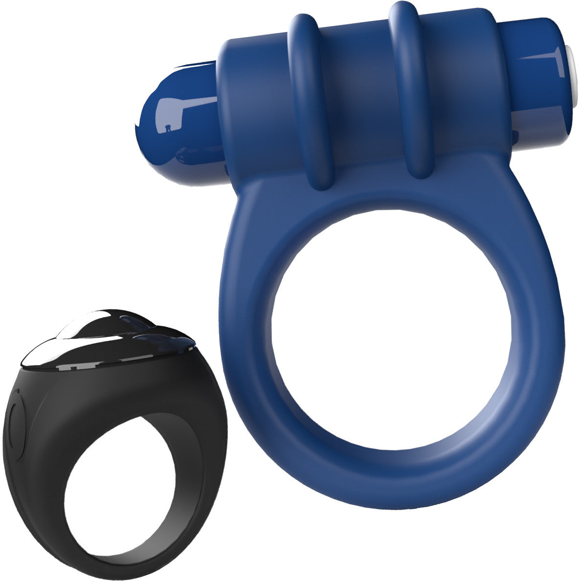 Switch Rechargeable Vibrating Silicone Cock Ring With Remote Control Ring By Screaming O - Blue