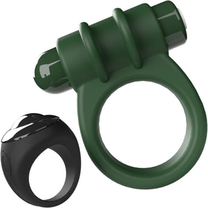 Switch Rechargeable Vibrating Silicone Cock Ring With Remote Control Ring By Screaming O - Green