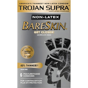 TROJAN Supra BARESKIN Non-Latex Lubricated Condoms 6 Pack