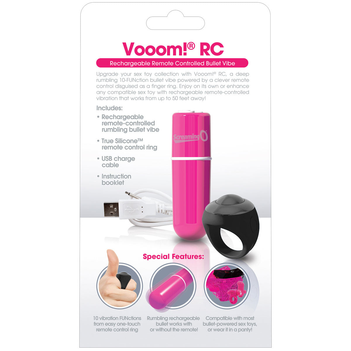 Charged Vooom Rechargeable 10 Function Remote Control Vibrator By Scre Charged Vooom Rechargeable 10 Function Remote Control Vibrator By Scre