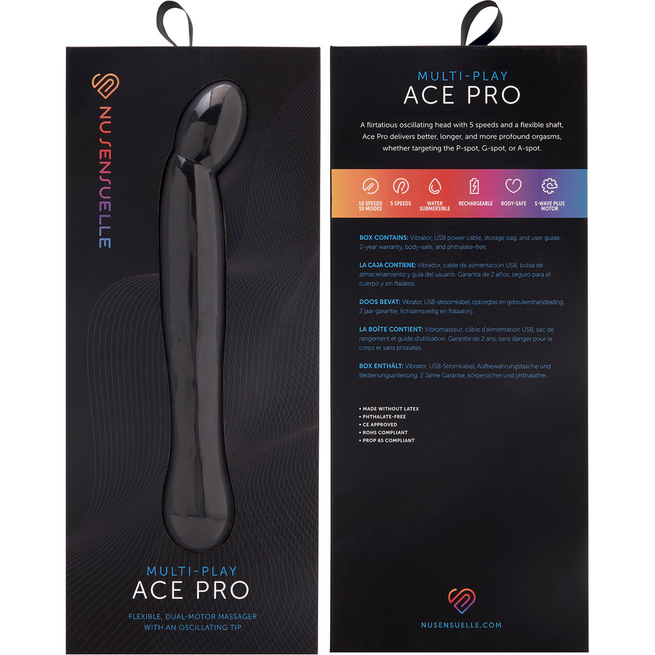 Multi-Play Ace Pro Waterproof Silicone G-Spot Vibrator With Oscillating Head By Nu Sensuelle - Black