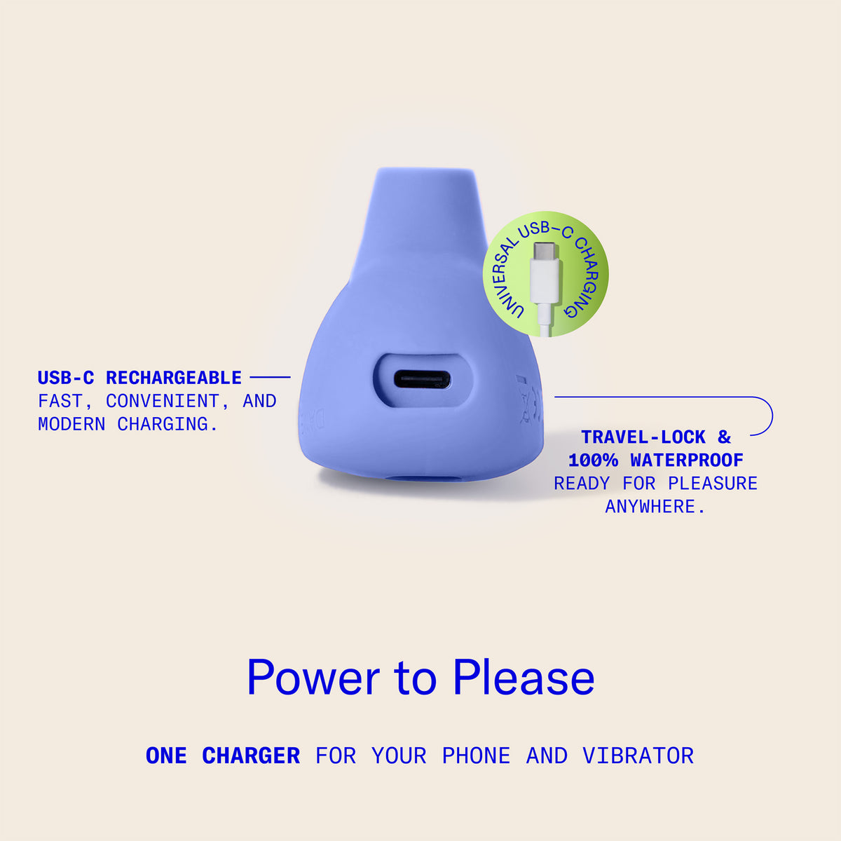Dame AER Silicone Waterproof Pressure Wave Suction Clitoral Stimulator - Periwinkle