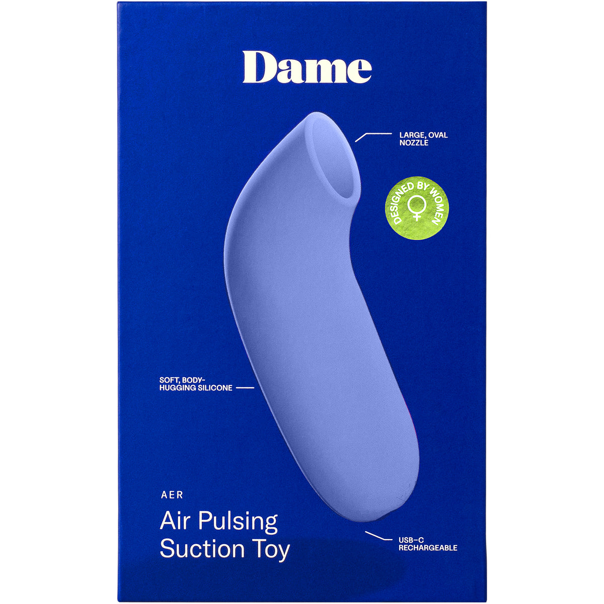 Dame AER Silicone Waterproof Pressure Wave Suction Clitoral Stimulator - Periwinkle